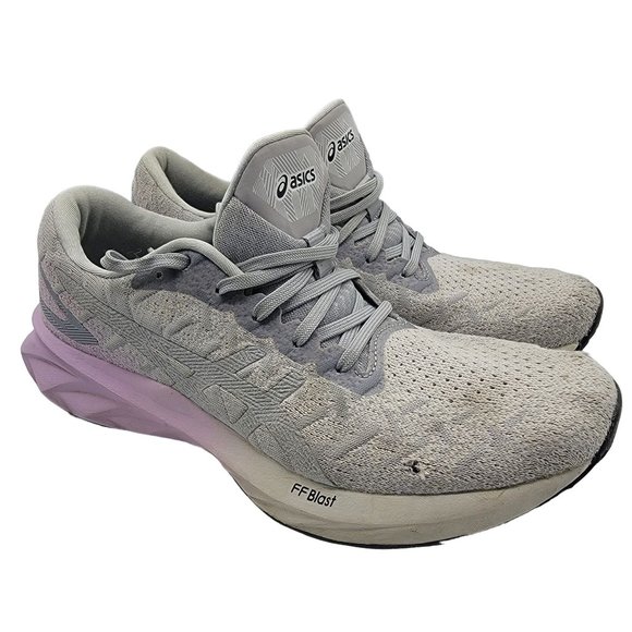 Asics Dynablast Women 8.5 Gray Purple Running Shoes Lace Up Low Top 1012A701 - Picture 1 of 13